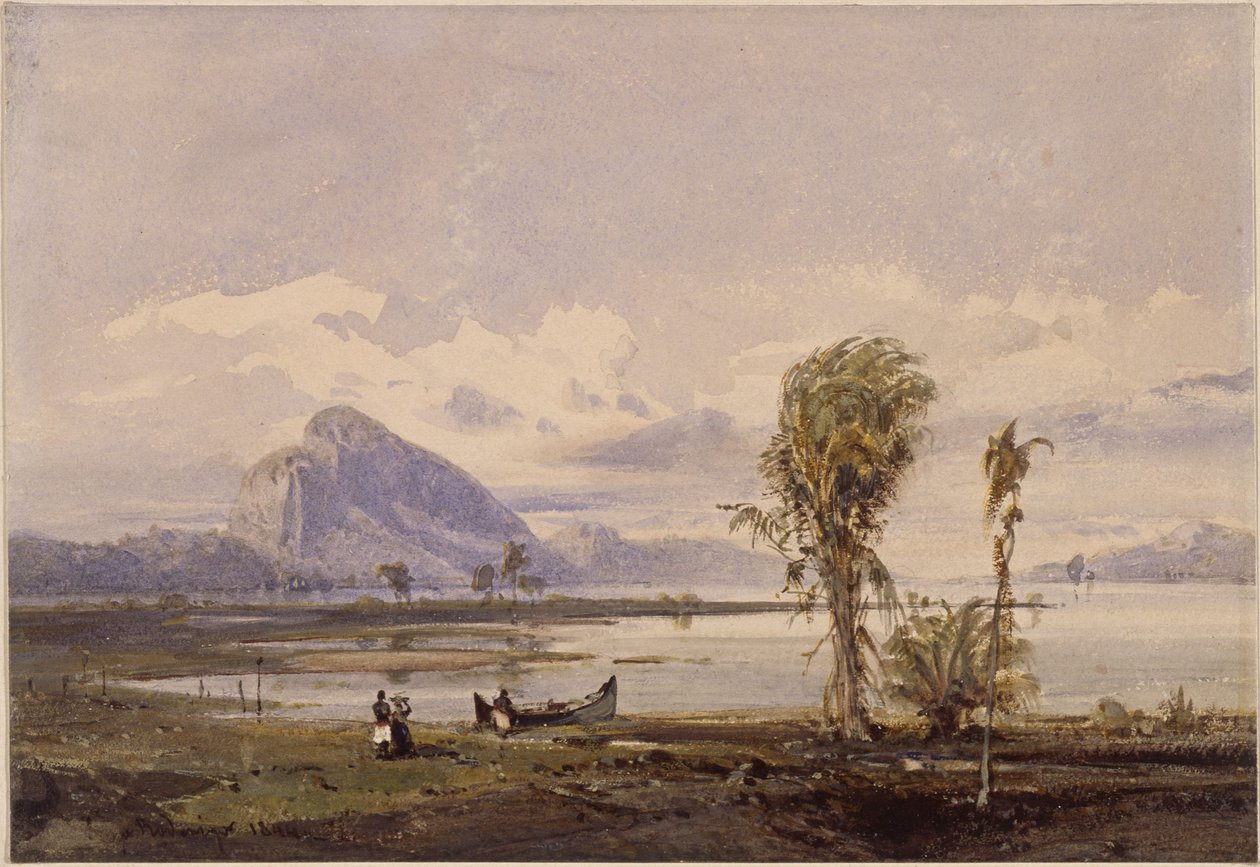 Uitzicht op de Lagoa Rodrigo de Freitas bij Rio de Janeiro door Eduard Hildebrandt