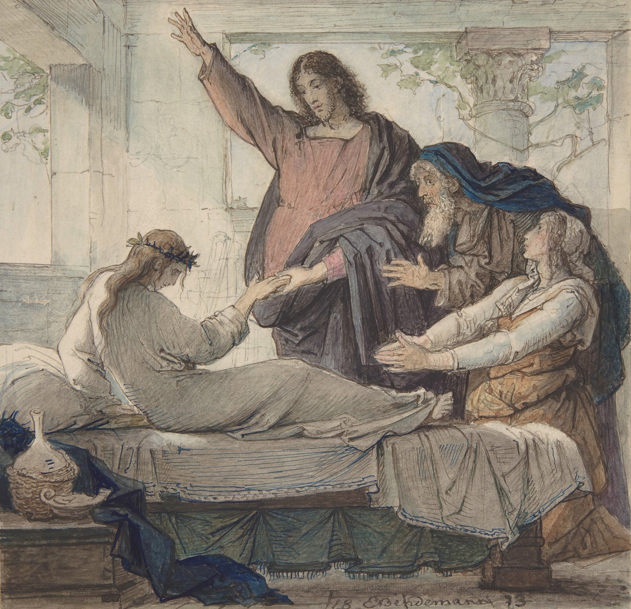 De Opwekking van de Dochter van Jairus door Eduard Julius Friedrich Bendemann
