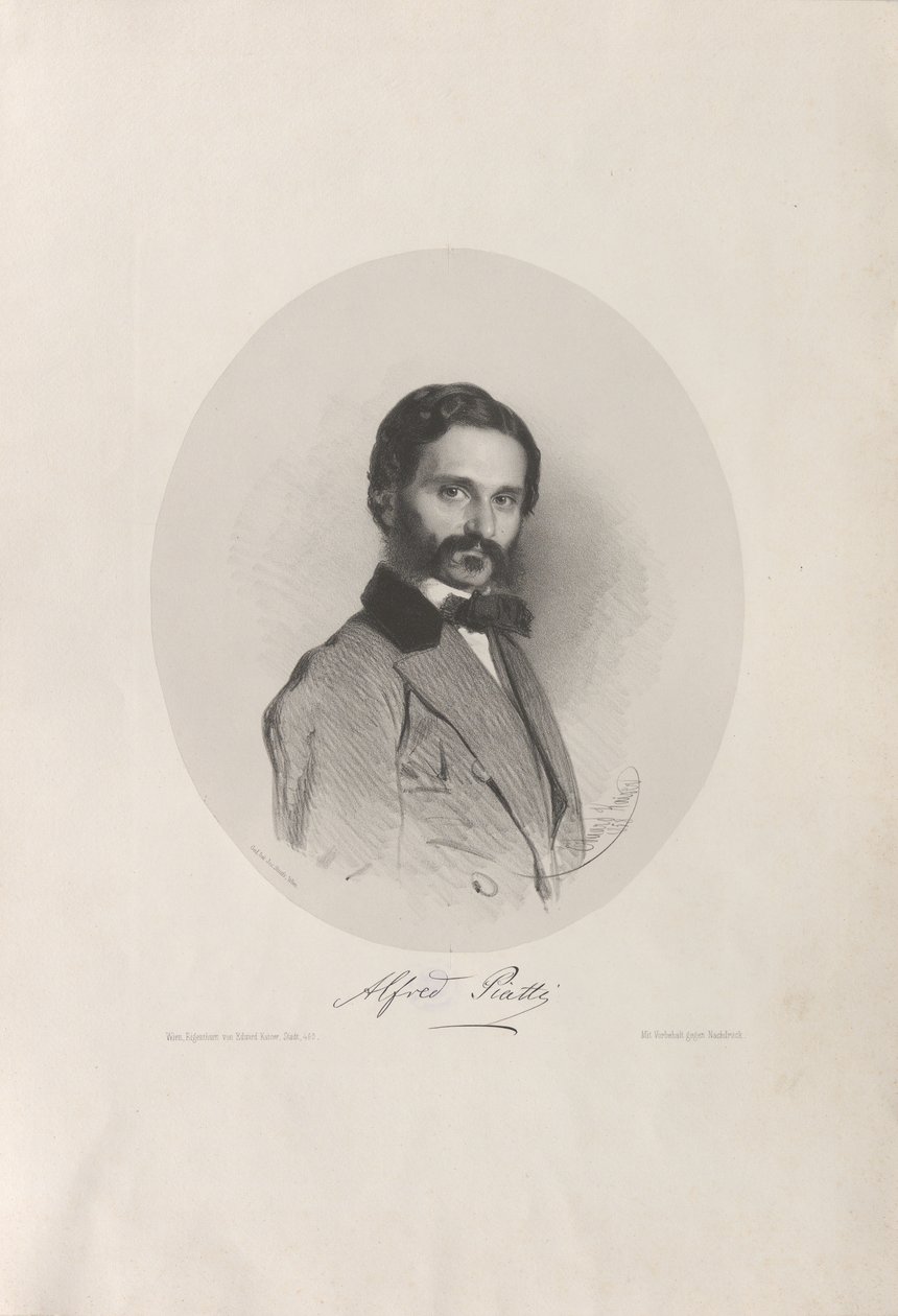 Portret van de cellist en componist Alfredo Piatti, 1822-1901, 1858 door Eduard Kaiser