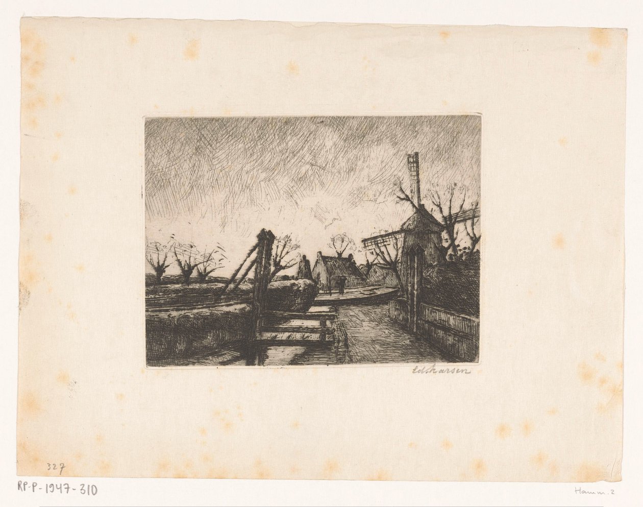Pad met brug langs een sloot door Eduard Karsen (signed by artist)