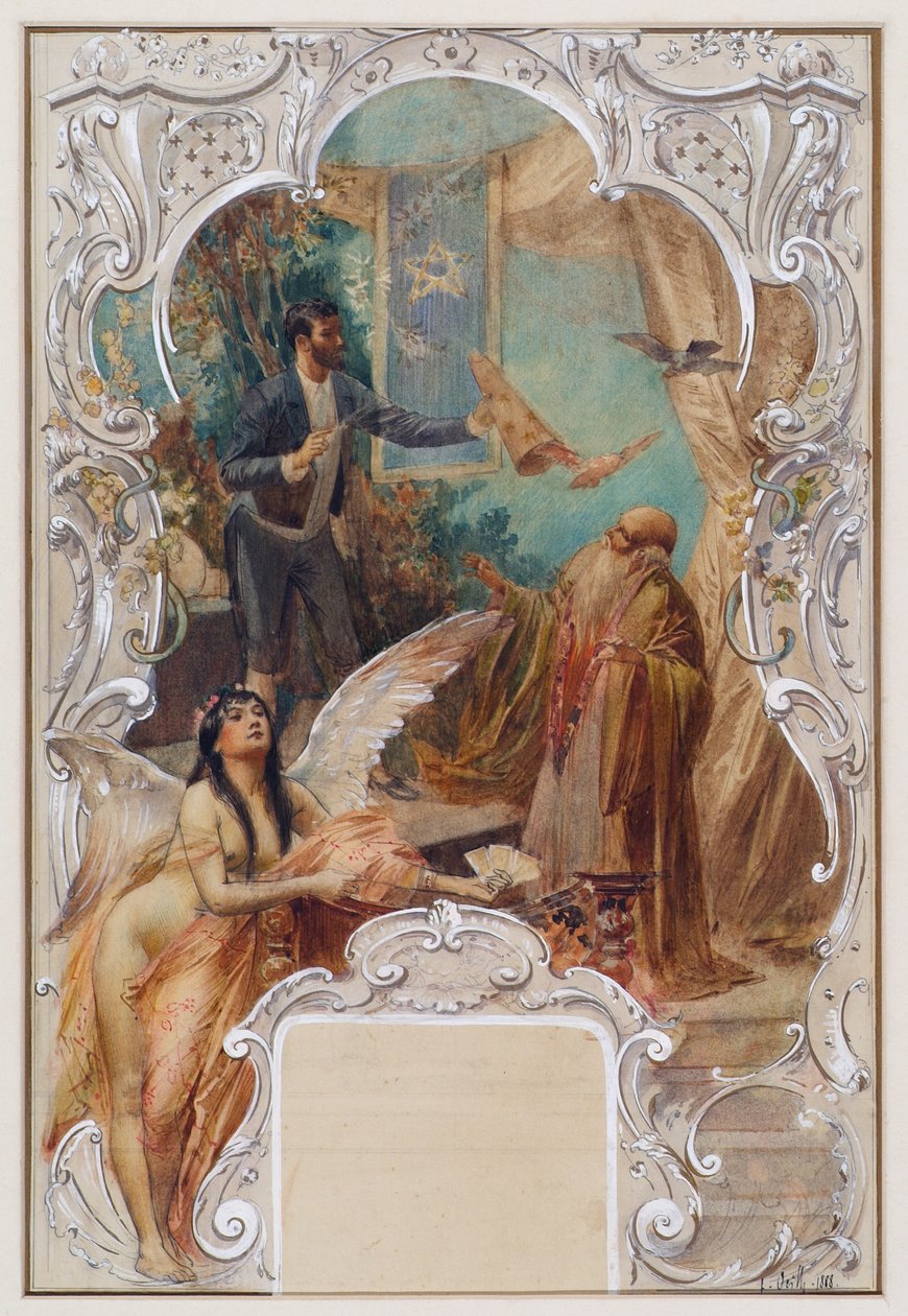 Taschenspieler (ontwerp voor een muurschildering in Varieté Ronacher, Wenen) door Eduard Veith