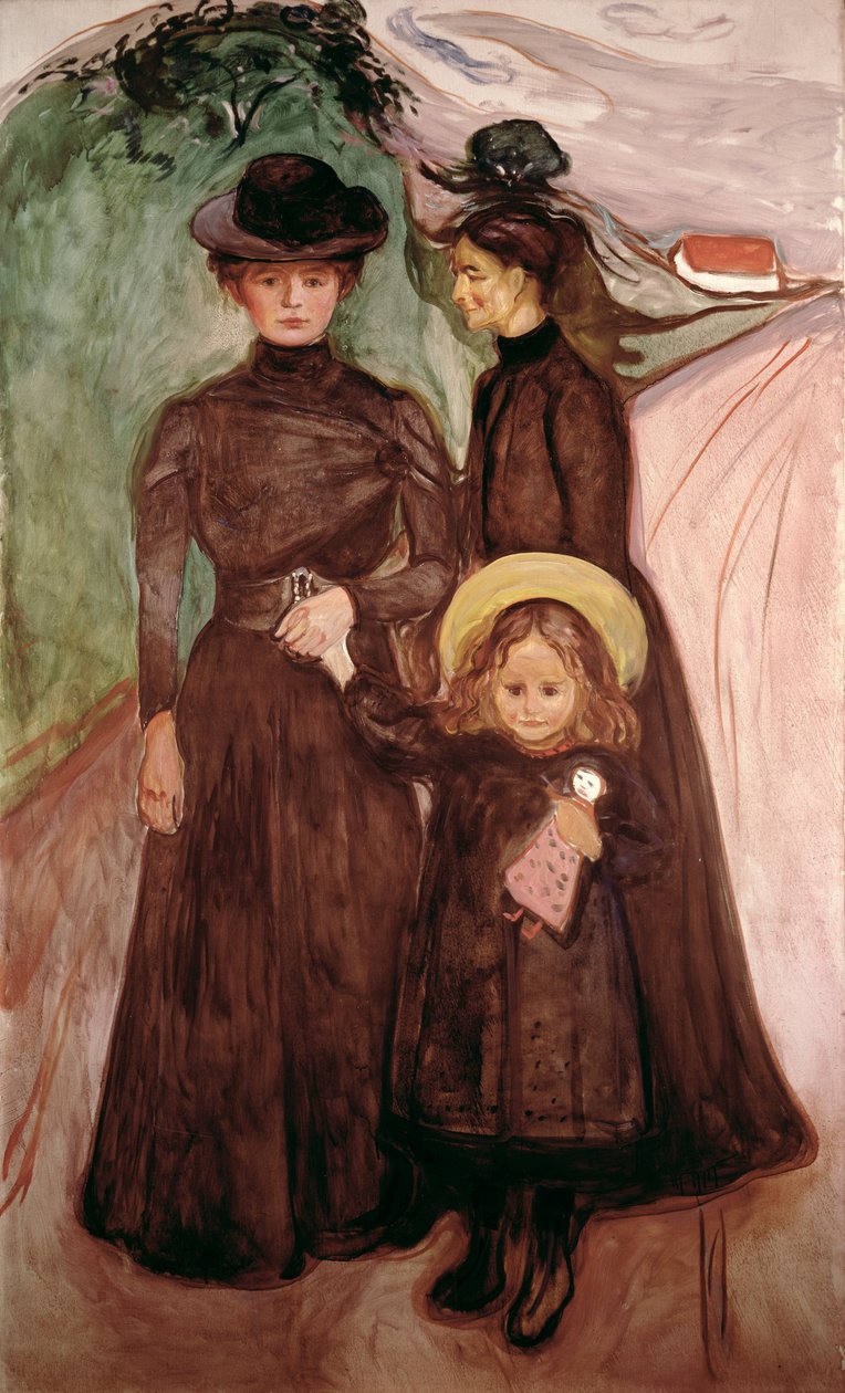De familie op de weg, ca. 1903 door Edvard Munch