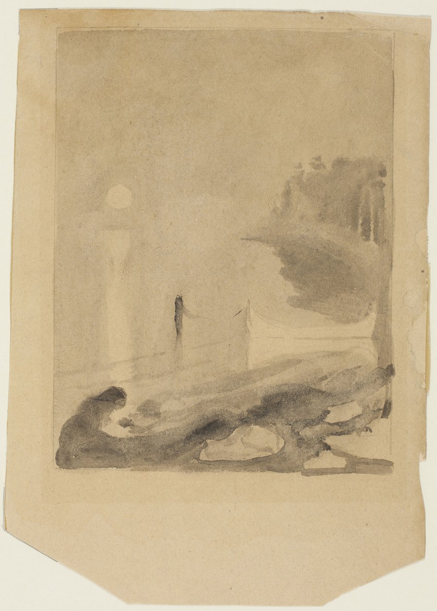 Een boot vastgebonden aan een pier door Edvard Munch