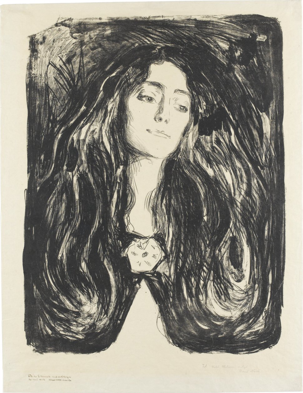 De broche. Eva Mudocci door Edvard Munch