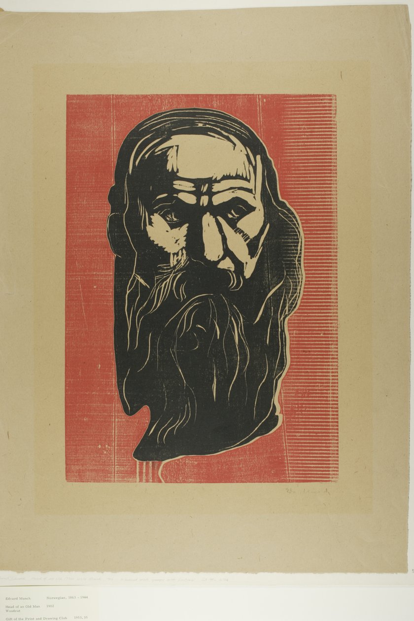 Hoofd van een oude man met baard door Edvard Munch