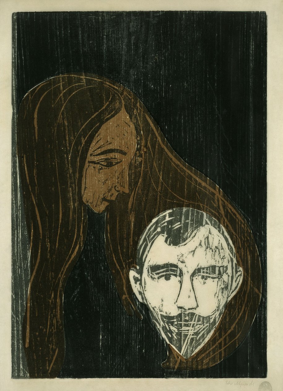 Mannenhoofd met vrouwenhaar door Edvard Munch
