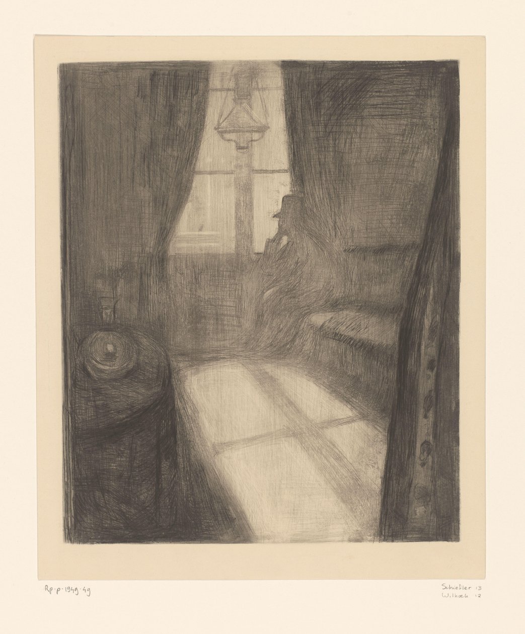 Man in een interieur zittend bij het raam door Edvard Munch