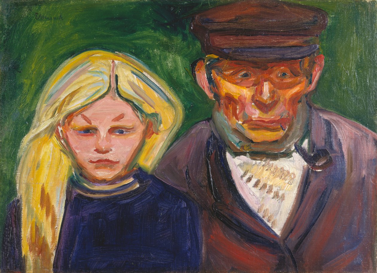 Oude visser en zijn dochter door Edvard Munch