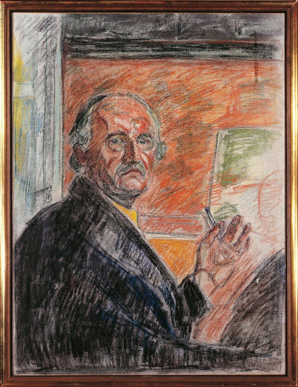 Zelfportret met pastelkrijt door Edvard Munch