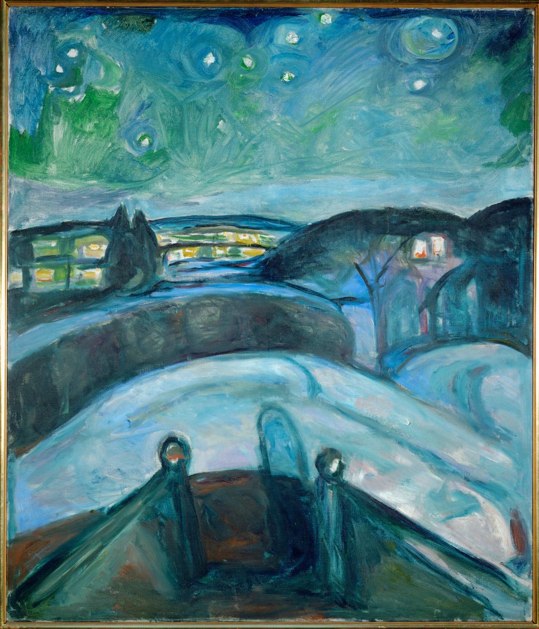 Sterrennacht, Ekely (schilderij op doek) door Edvard Munch