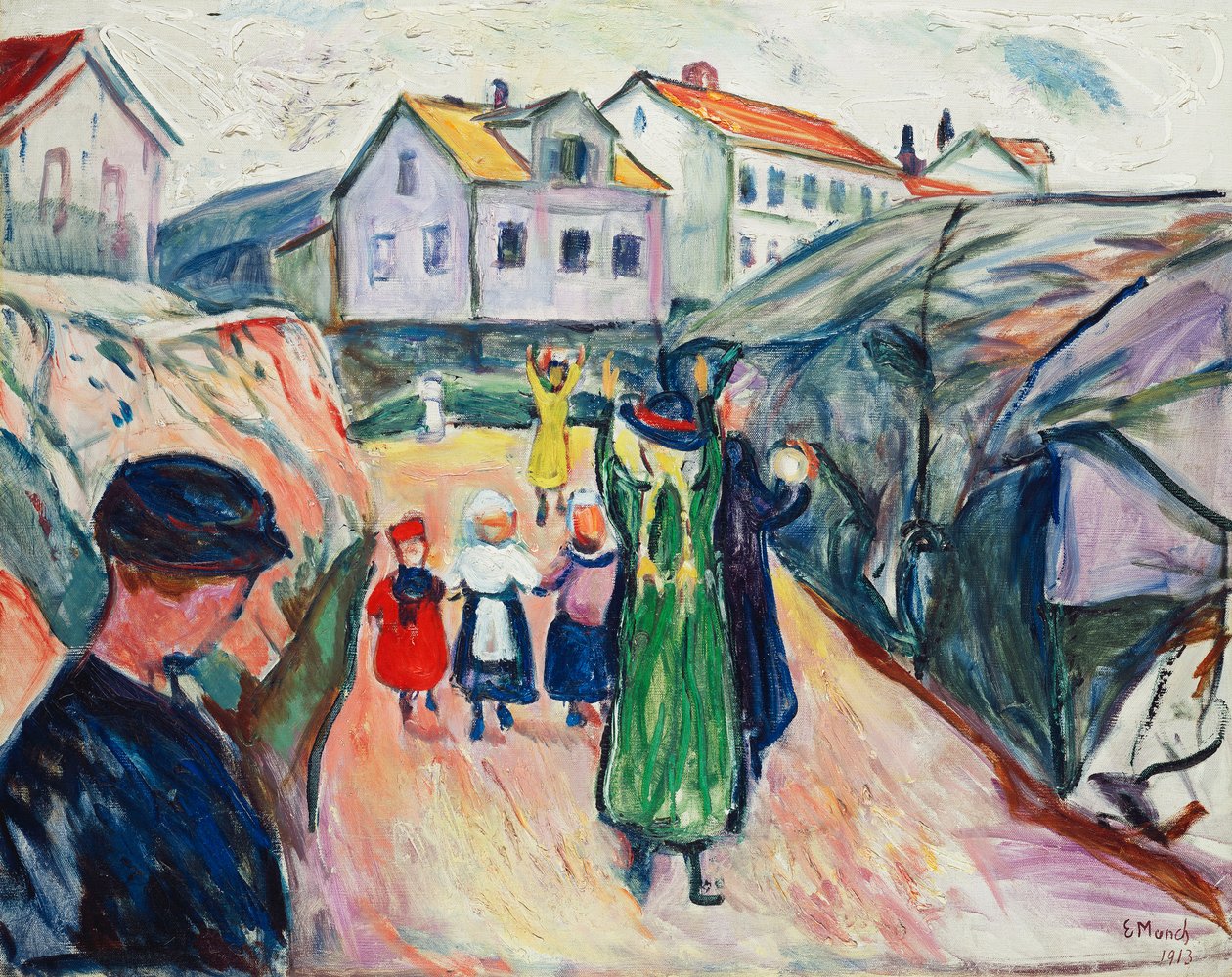 Straat in Kragero door Edvard Munch