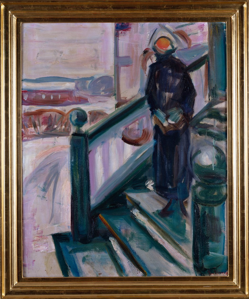 Vrouw op de veranda door Edvard Munch