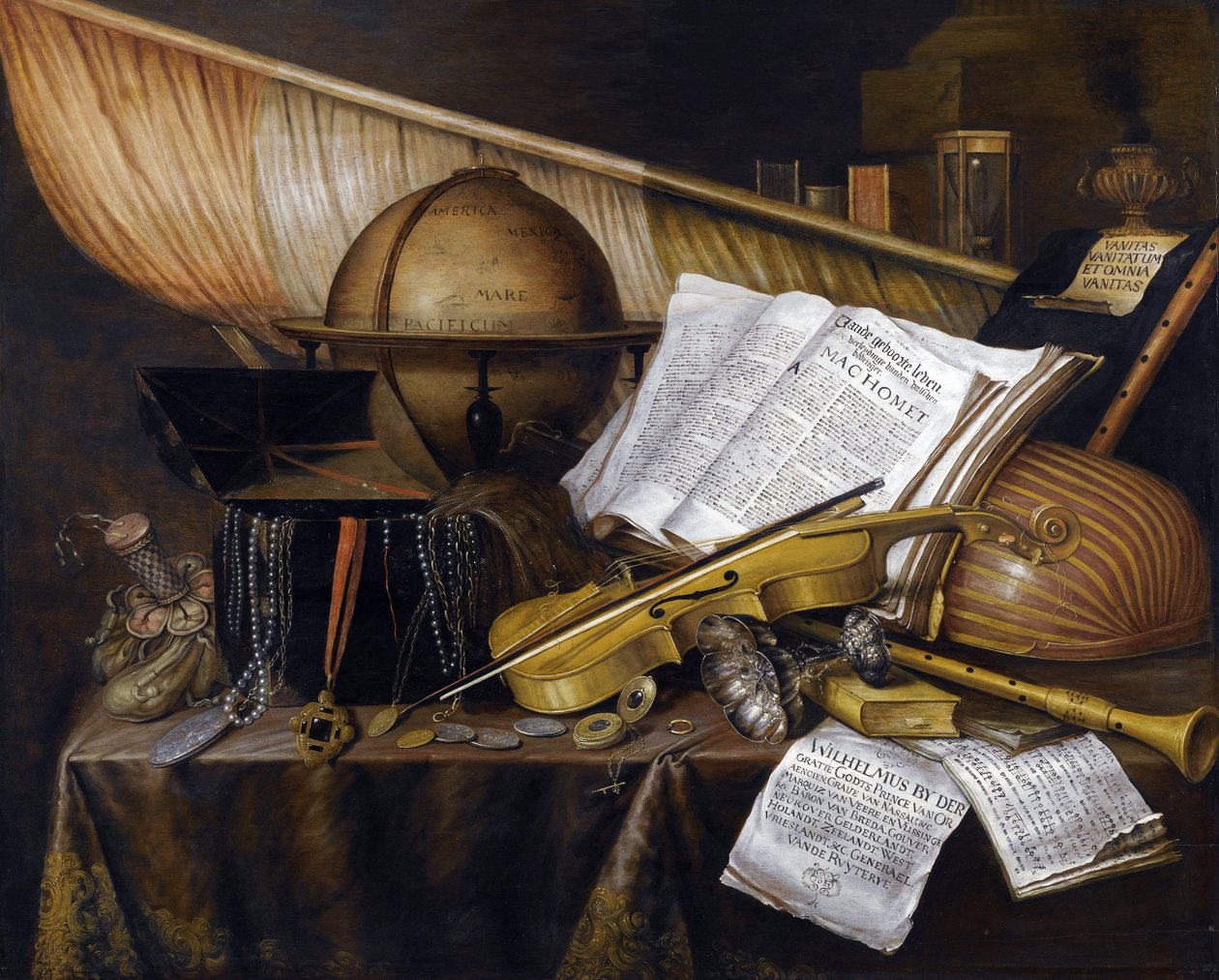 Vanitas stilleven door Edwaert Colyer or Collier