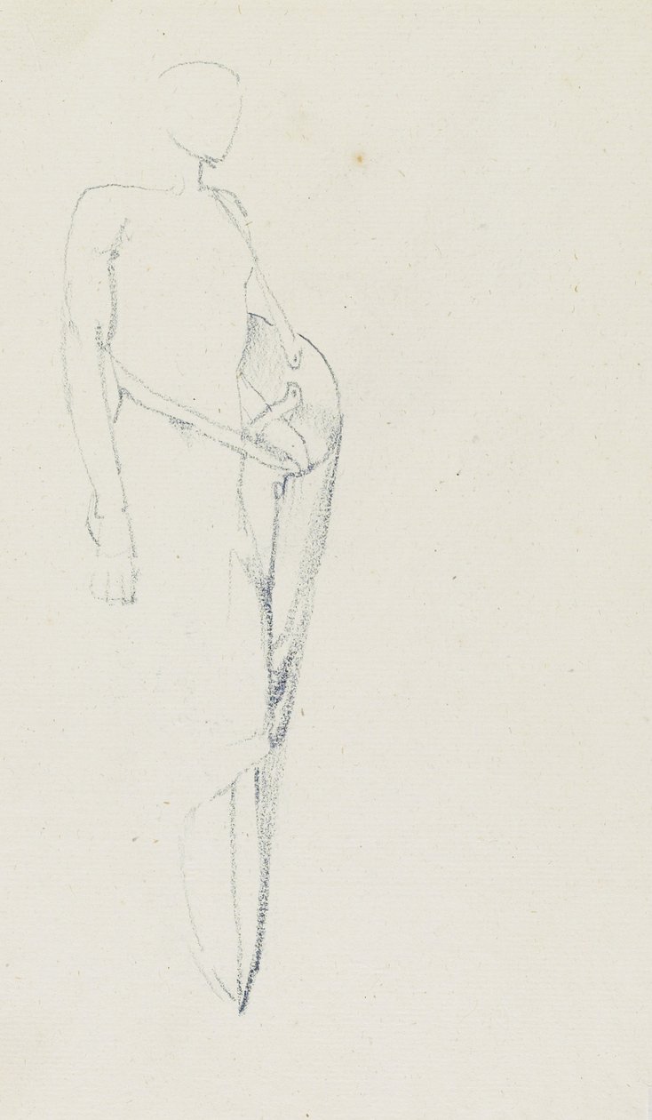 Studie van Man met een Schild (recto) en Vrouwelijk Torso, Rug (verso), Pagina