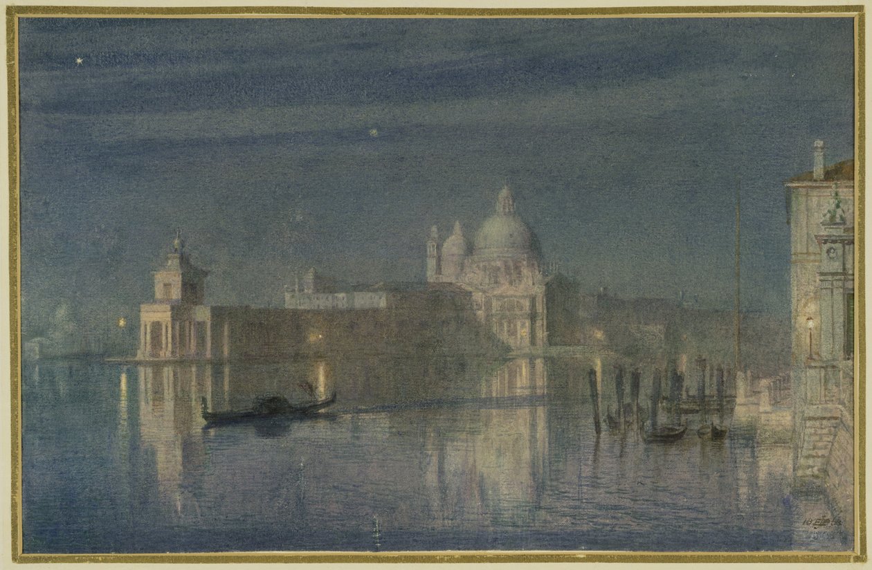 Santa Maria Della Salute, Venetië, maanlicht, 1863 door Edward John Poynter