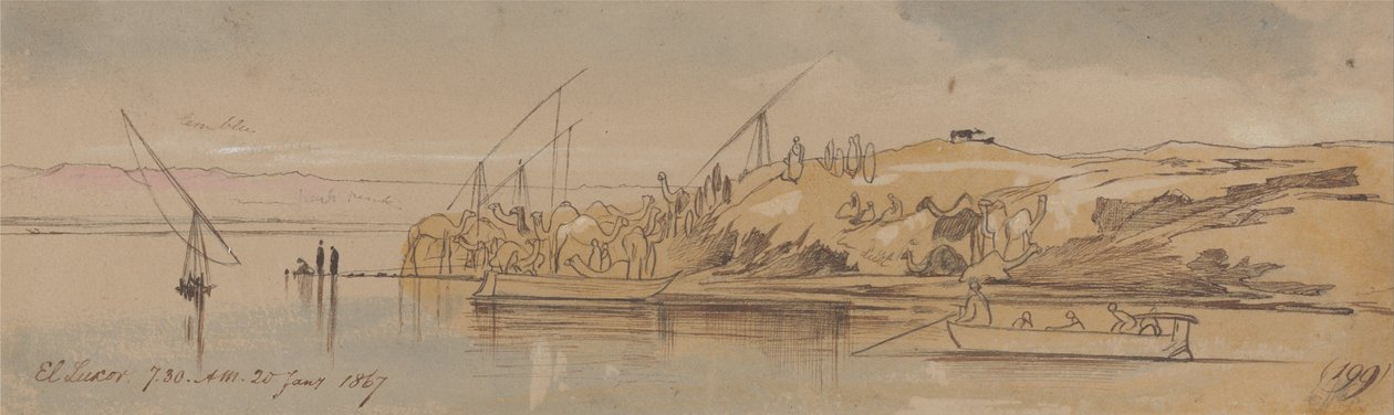 Luxor, 07:30, 20 januari 1867 (199) door Edward Lear