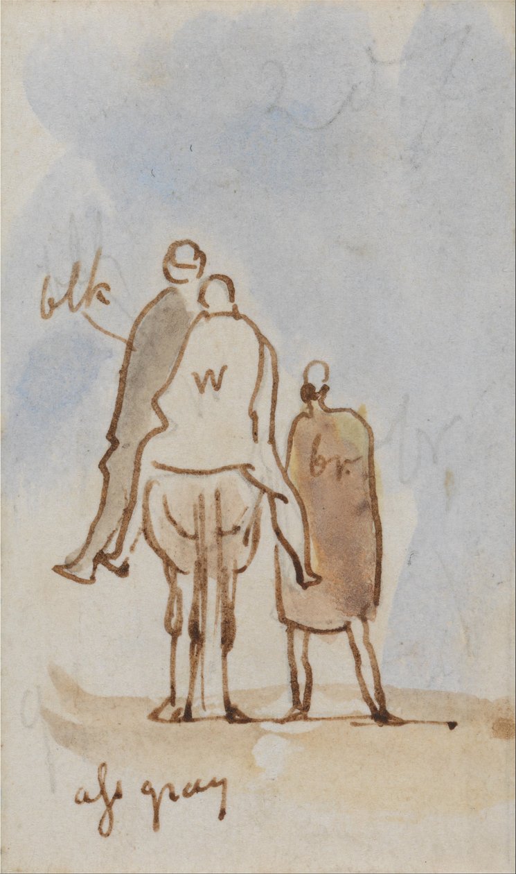 Studie van Figuren en een Kameel door Edward Lear