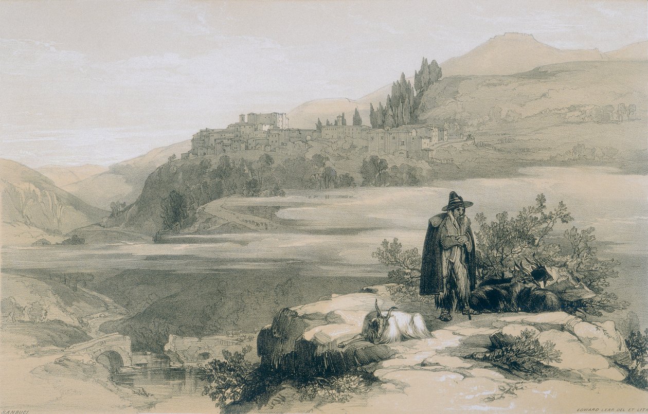 Gezichten in Rome en omgeving: stad en kasteel van San Buci door Edward Lear