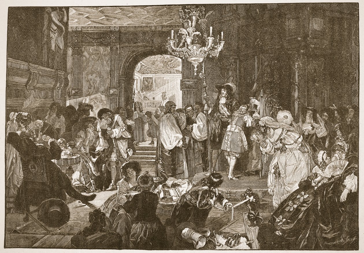 De voorkamer, Whitehall, tijdens de stervende momenten van Karel II, illustratie uit 