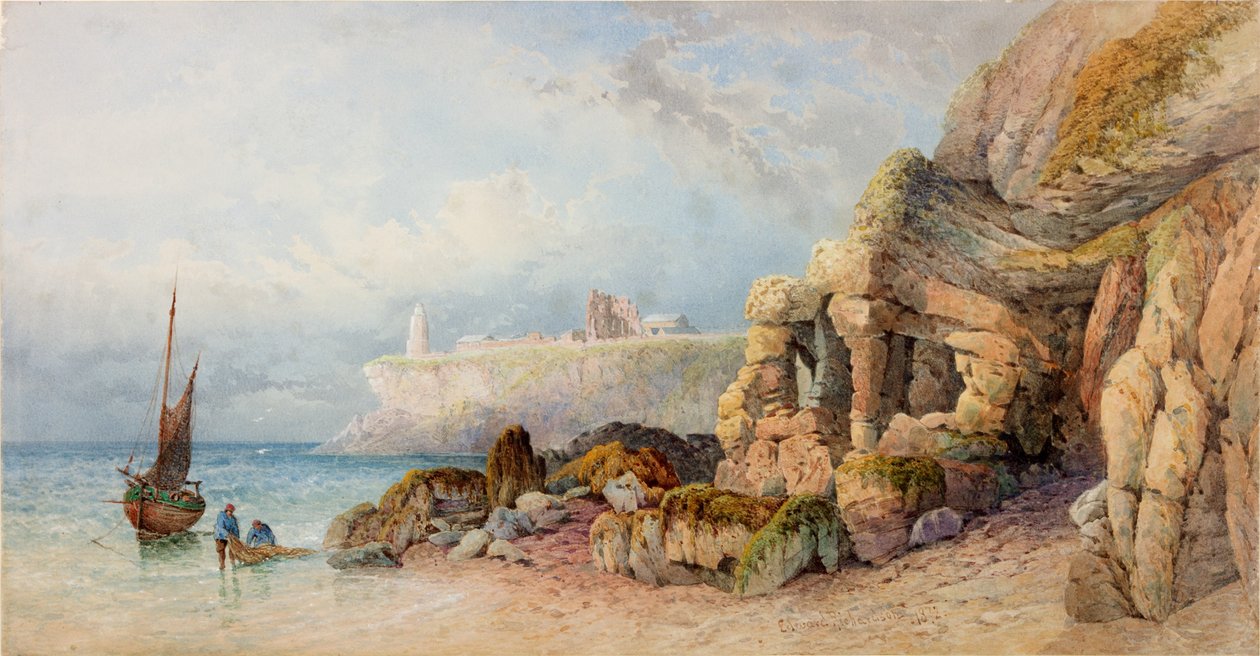 Tynemouth Priory en Vuurtoren vanuit het Noorden door Edward Richardson