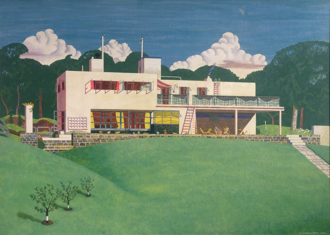 Pen Pits, de buitenresidentie van Sir Arthur en Lady Bliss door Edward Alexander Wadsworth