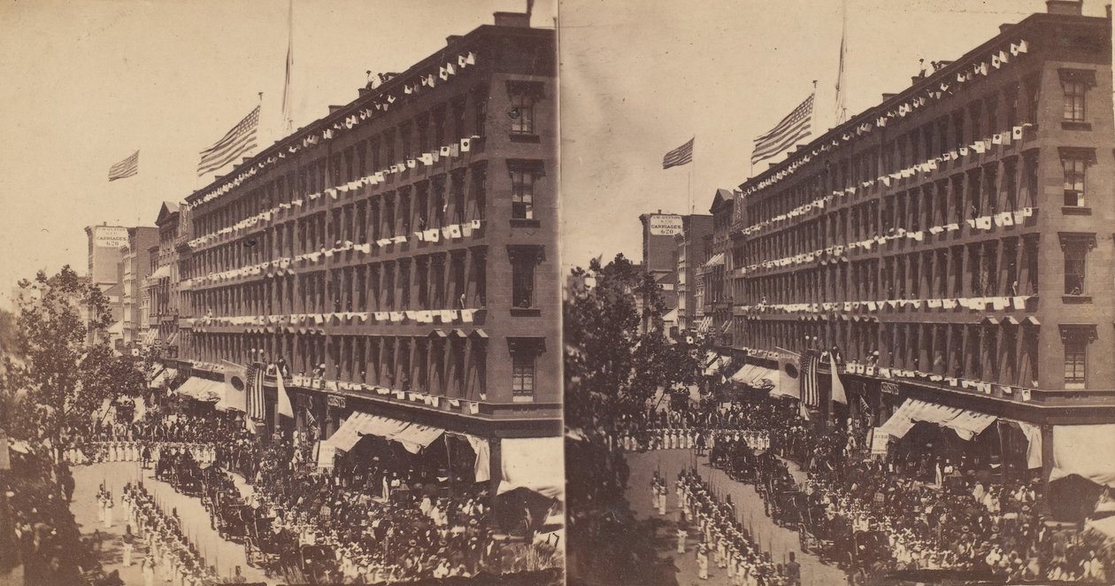 De ambassade vertrekt van de Metropolitan naar het stadhuis, 1860 door Edward Anthony