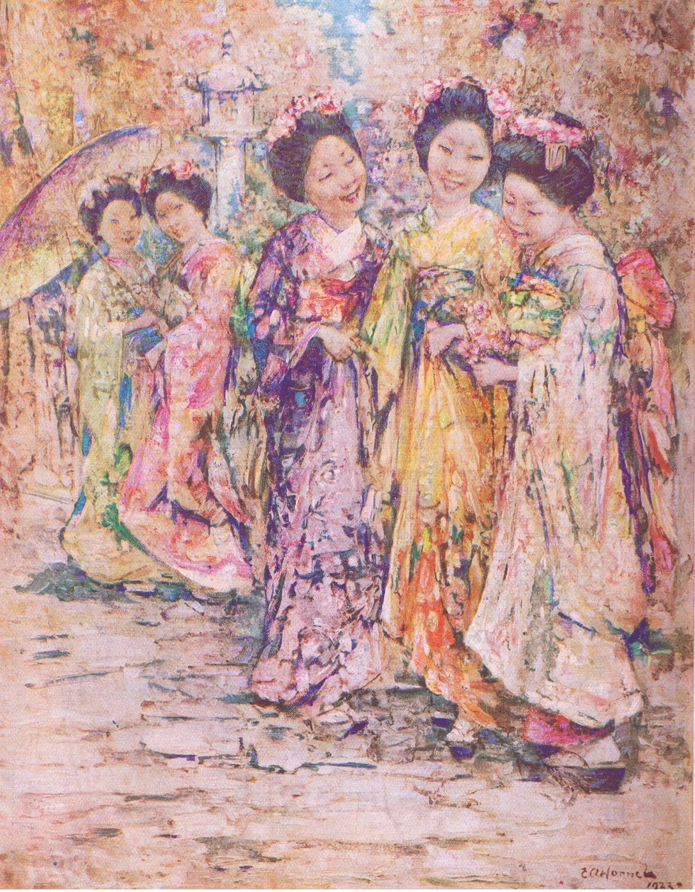 De Promenade, Kyoto, Illustratie uit Mijn Tijdschrift door Edward Atkinson Hornel