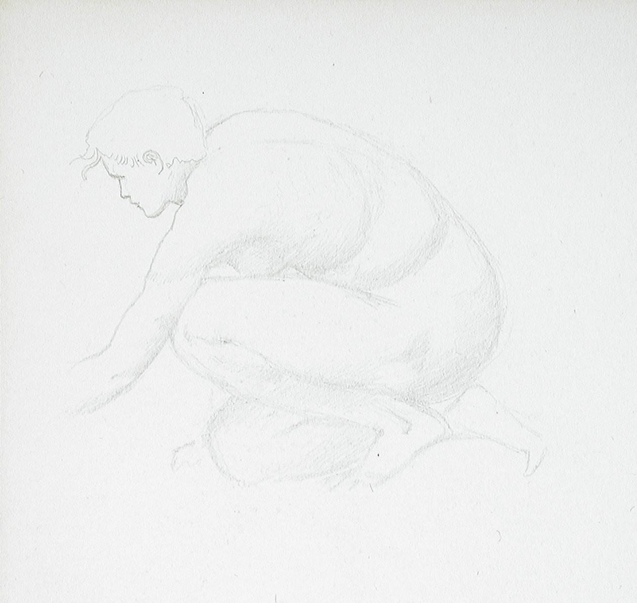 Gehurkt vrouwelijk naakt door Edward Burne-Jones