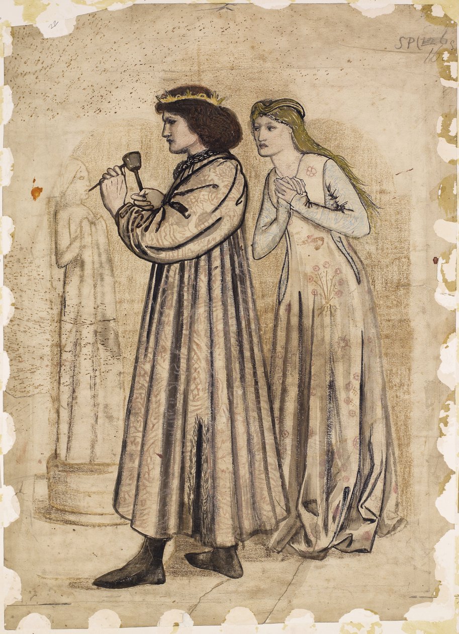 Koning Renés Huwelijksreis - Beeldhouwwerk door Edward Burne-Jones
