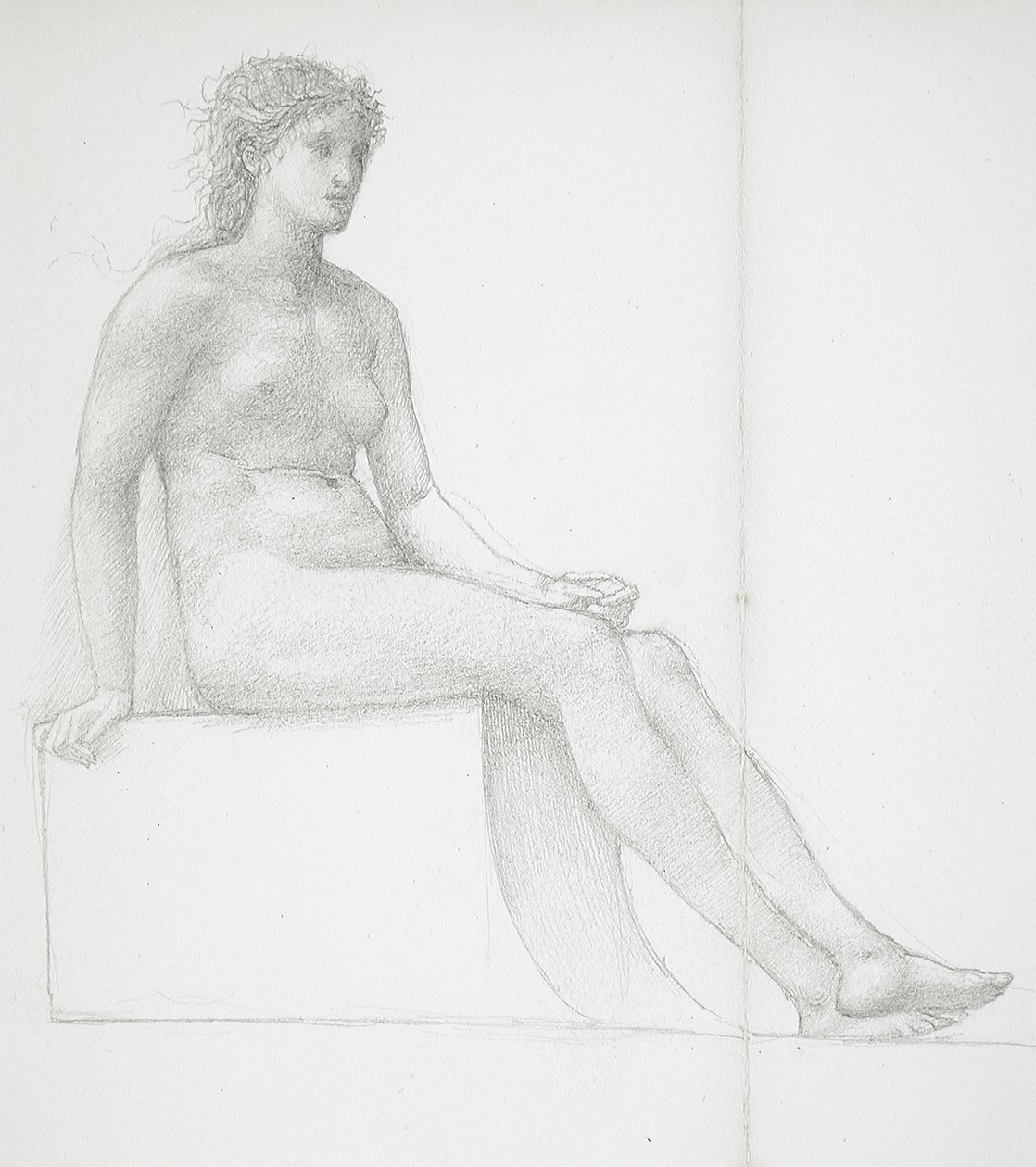 Ben van een naakt vrouwelijk model door Edward Burne-Jones