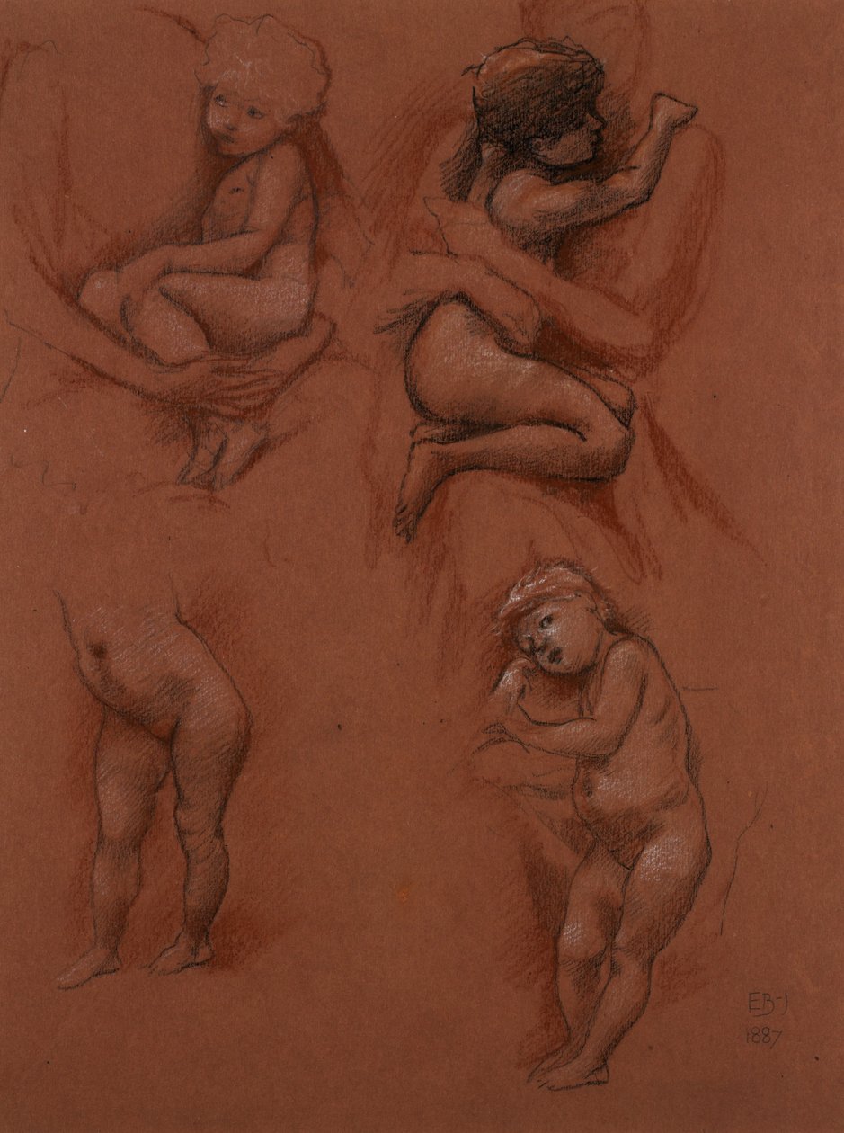 Studies van kinderen in de armen van hun moeders, 1887 door Edward Burne Jones