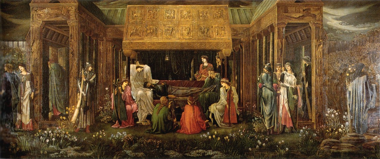 De laatste slaap van Arthur in Avalon door Edward Burne Jones
