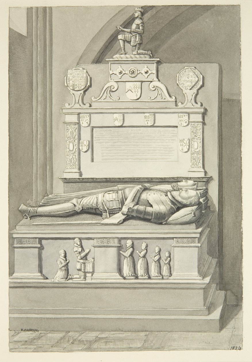 Monument voor Sir Henry Newton en Lady Newton in de kathedraal van Bristol door Edward Cashin