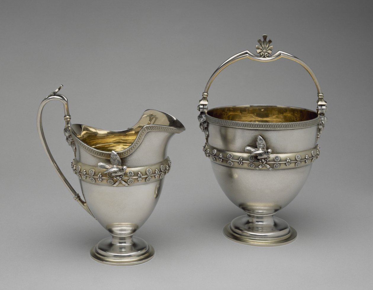 Roomkan en Suikerbasket, ca. 1865-1869 (zilver en verguld zilver) door Edward Chandler Moore