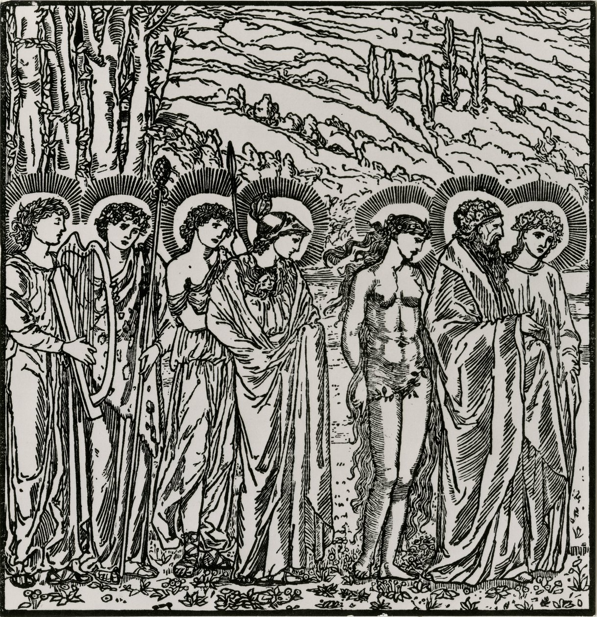 Toetreding onder de goden door Edward Coley (after) Burne Jones