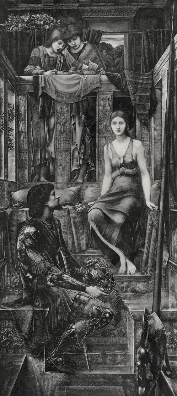 Koning Cophetua en het bedelmeisje door Edward Coley (after) Burne Jones