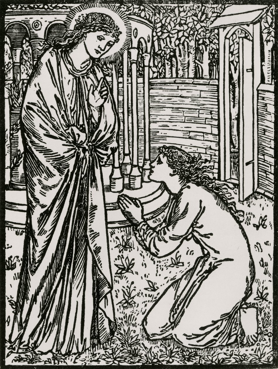 Psyche en Juno door Edward Coley (after) Burne Jones