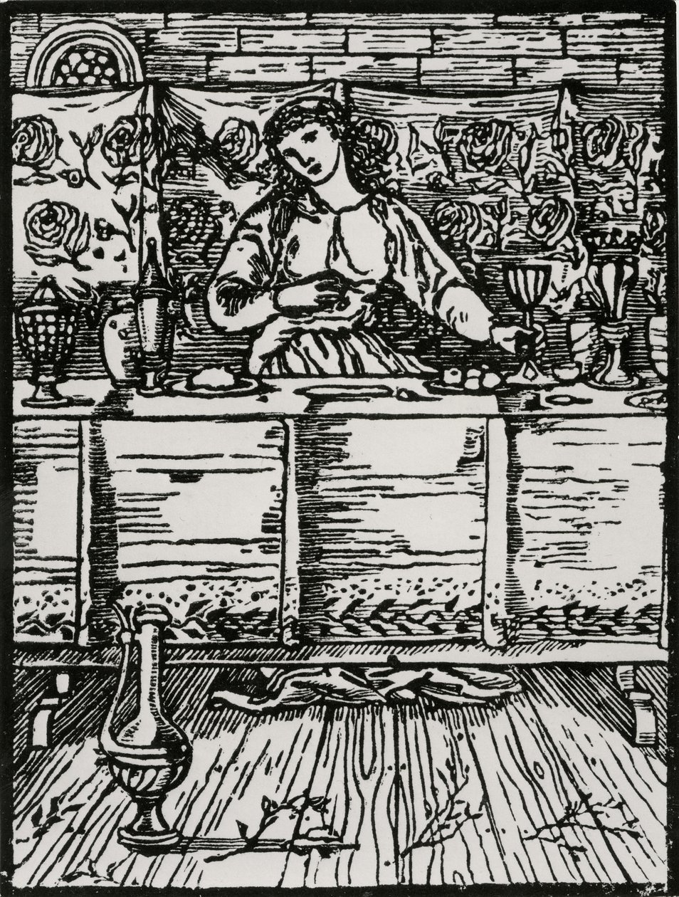 Het lied terwijl ze eet door Edward Coley (after) Burne Jones