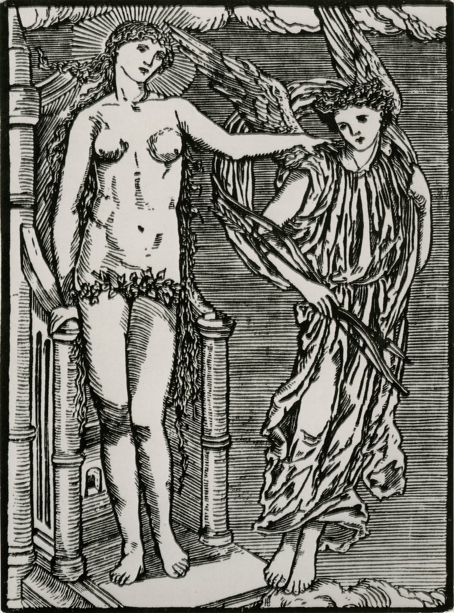 Venus stuurt Cupido naar Psyche door Edward Coley (after) Burne Jones