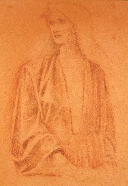 Studie van een meisje door Edward Coley Burne Jones