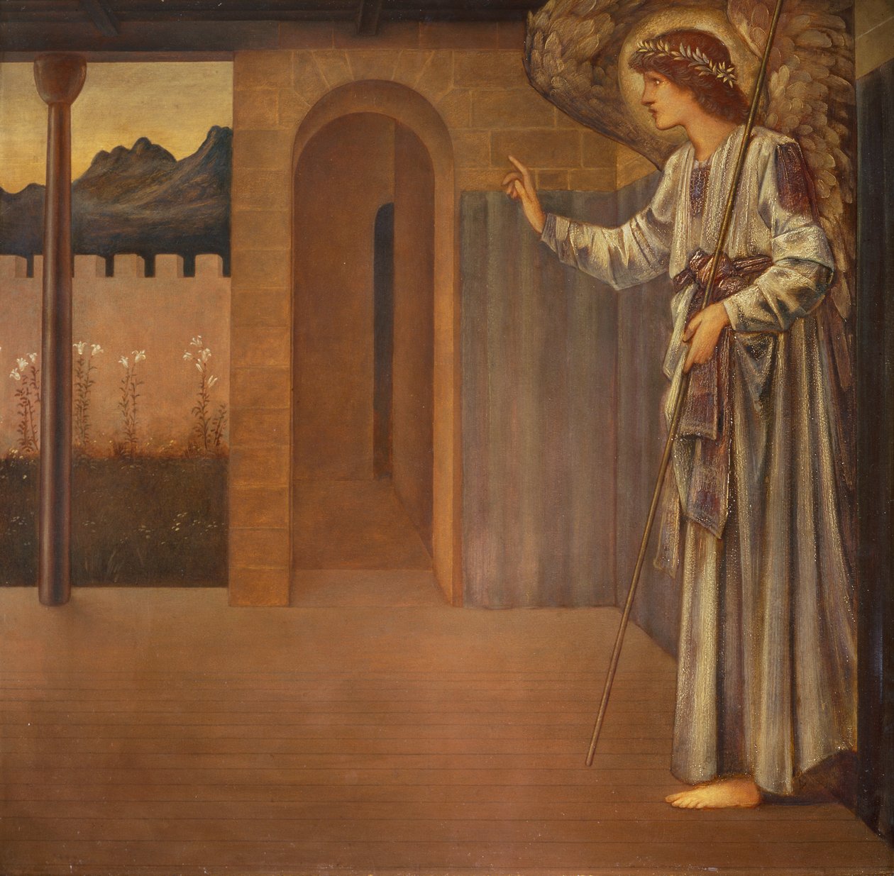De engel Gabriël, deel van een Annunciatie door Edward Coley Burne-Jones