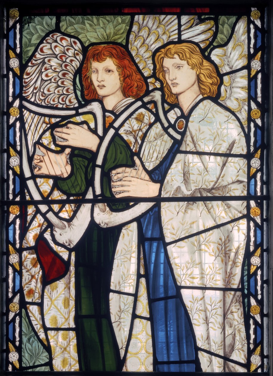 Engelen die Harpen Spelen door Edward Burne Jones