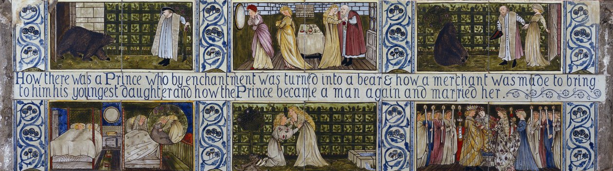 Beauty and the Beast tegelpaneel, Morris, Marshall, Faulkner & Co., ca. 1867 door Edward Burne Jones