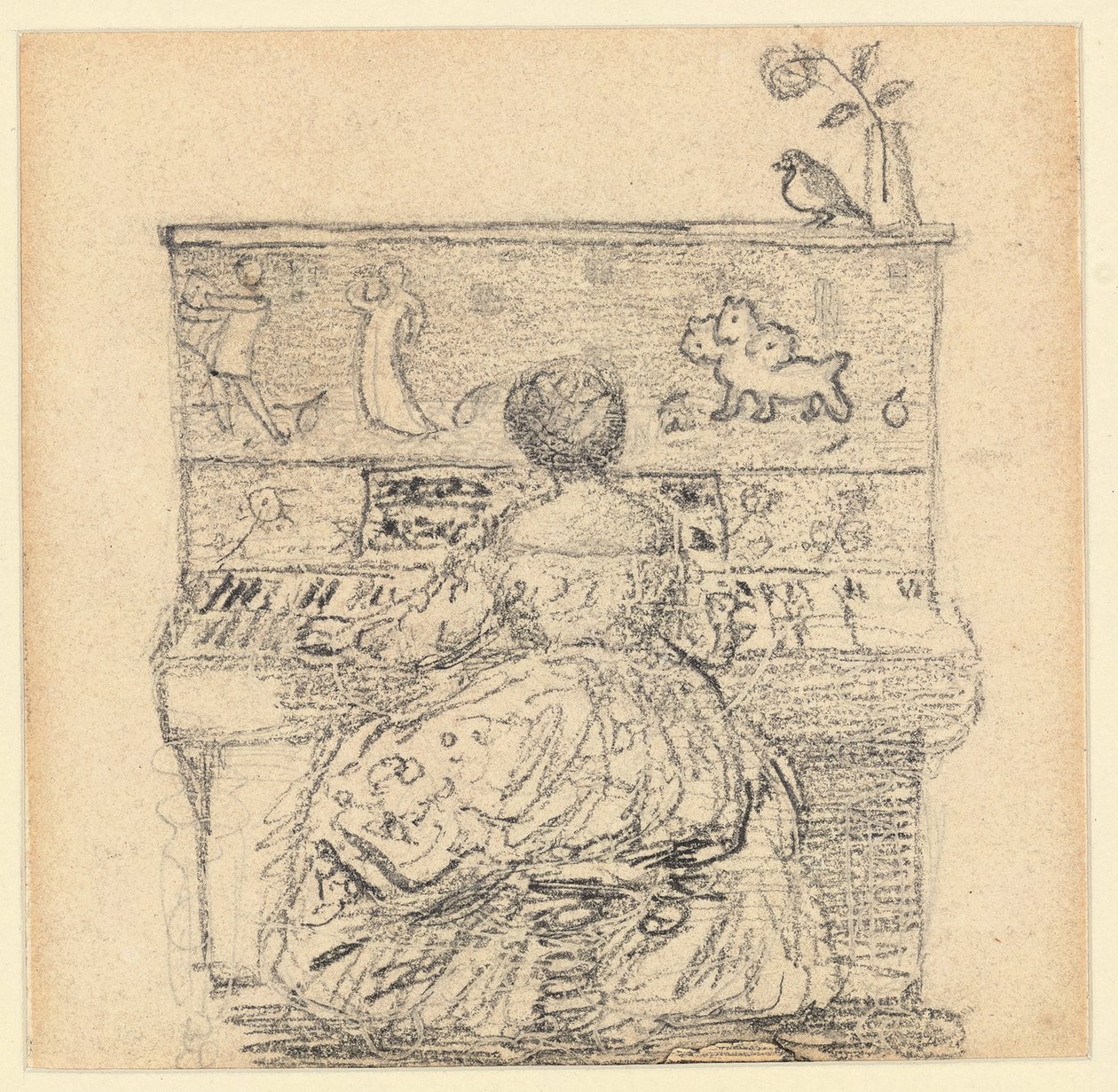 Georgiana Burne-Jones aan de Piano door Edward Burne Jones