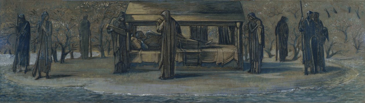 Koning Arthur in Avalon, c.1890 door Edward Coley Burne Jones