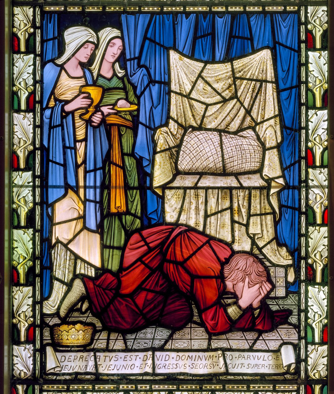 Koning David huilend en biddend voor het leven van zijn zieke kind, en dan met moed de dood van het kind accepterend, c.1896 door Edward Burne Jones