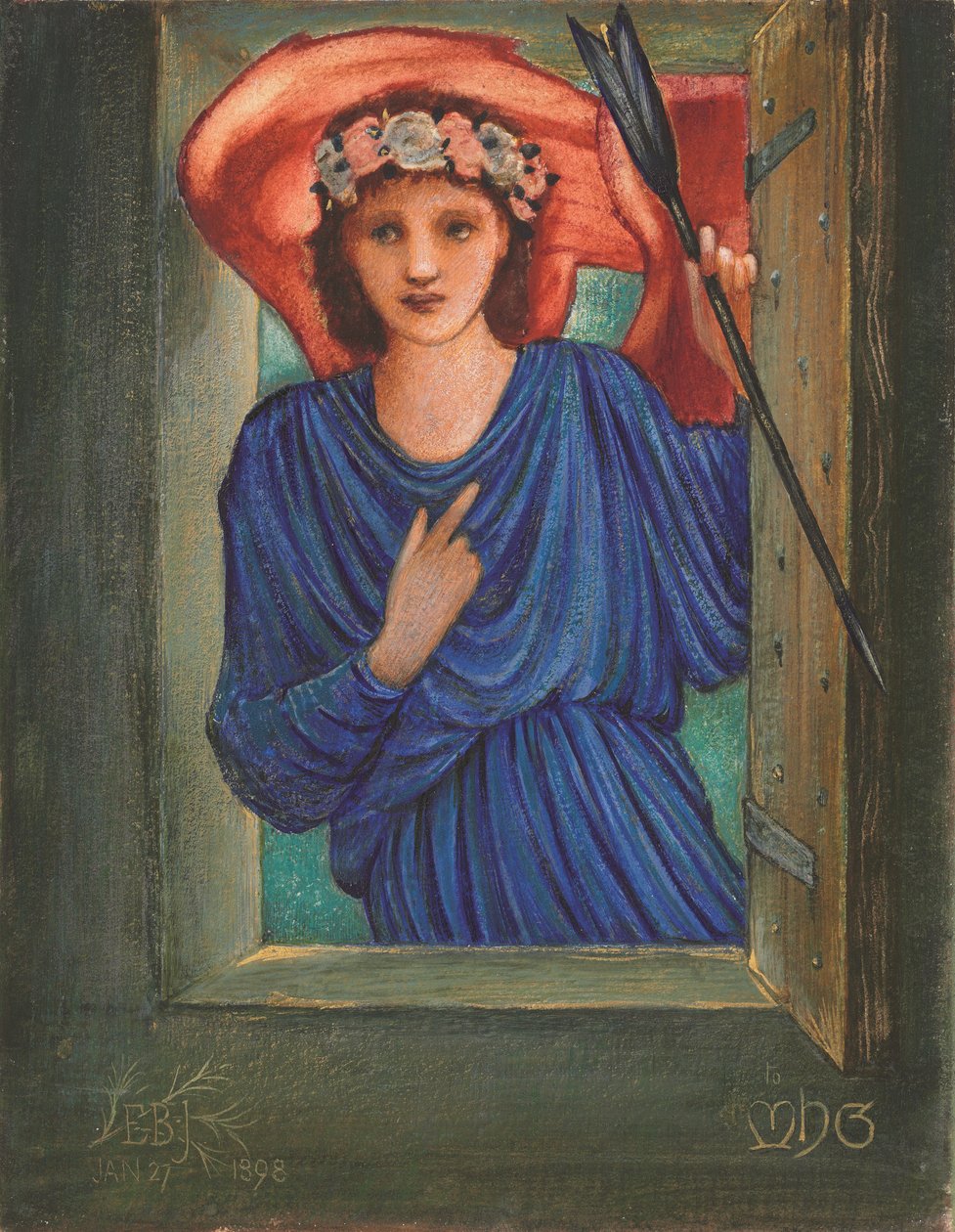Liefde bij het raam door Edward Coley Burne Jones