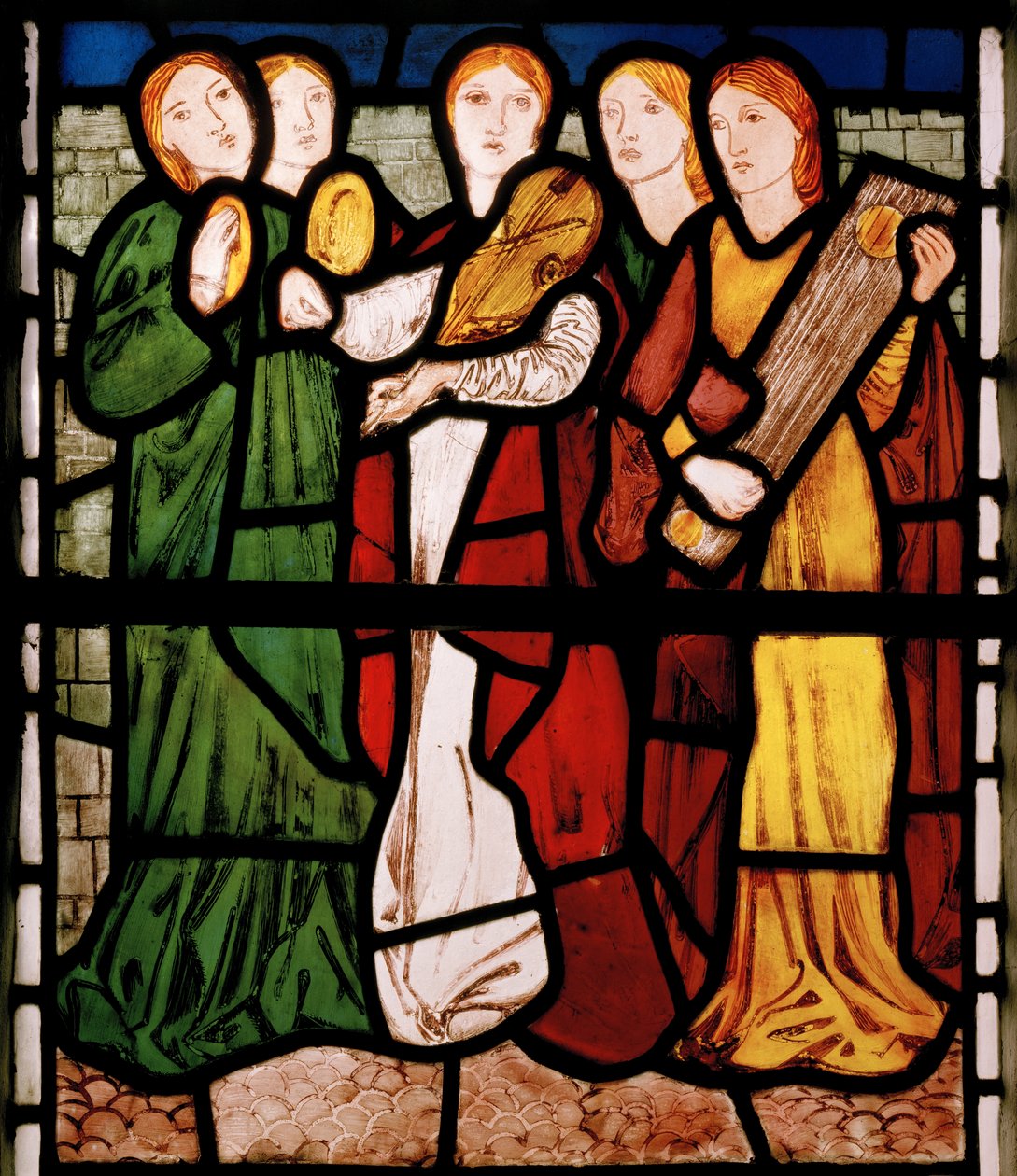 Maagdelijke muzikanten, uit het Hooglied door Edward Burne Jones