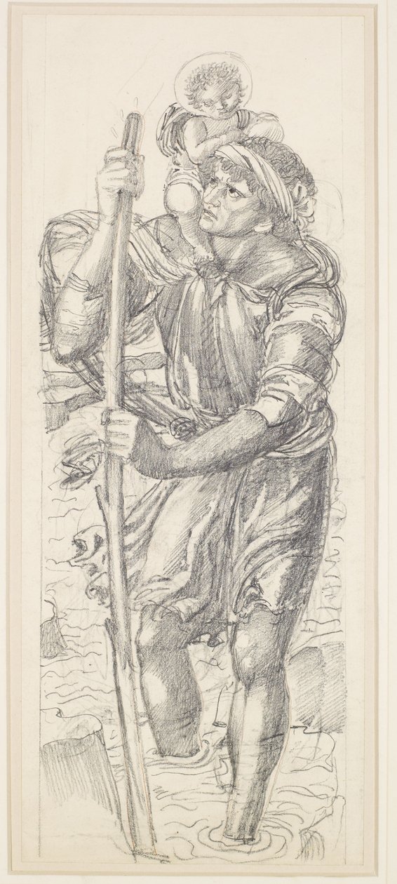 Sint Christoffel en het Kindje Christus door Edward Coley Burne Jones