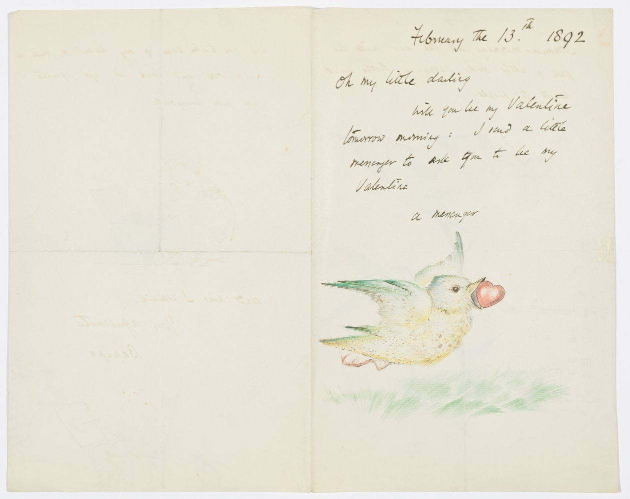 Valentijn, brief aan de kleindochter van de kunstenaar, Angela Thirkell, 13 februari 1892 door Edward Burne Jones